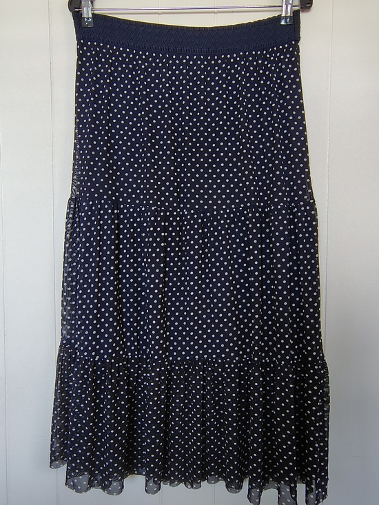 Lavish Dresses & Skirts - Lavish Navy and White Polka Dot Midi Skirt Size M